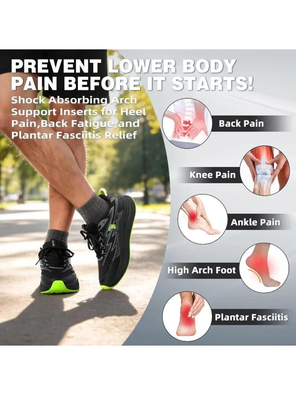 OrthoComfoot Men's Black-1 Rubber Sole Comfortable Hiking Athletic Running Shoes